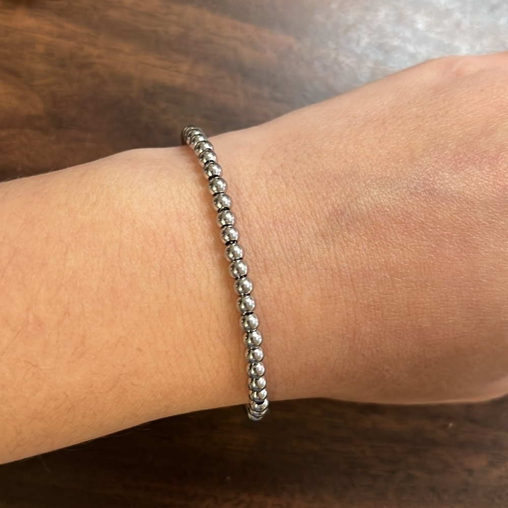 stainless steel beaded adjustable bracelet